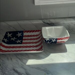 Port Townsand USA Nautical Flag Themed Dish Set Platter and Bowl